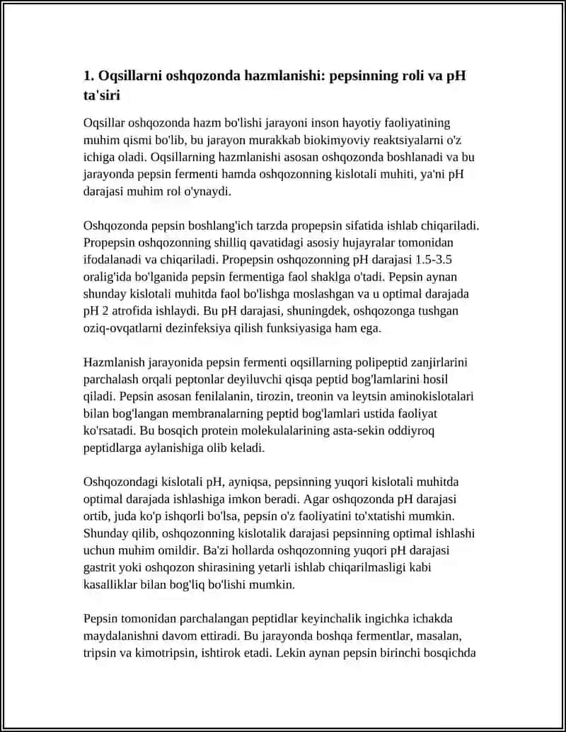 OQSILLARNING HAZMLANISHI, AMINOKISLOTALARNING SO'RILISHI VA TO'QIMALARARO TAQSIMLANISHI 3