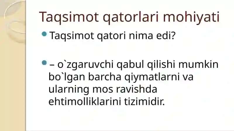 Uzluksiz tasodifiy miqdorlar 3