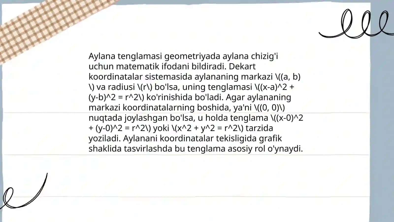 Aylana va sfera tenglamalari 3