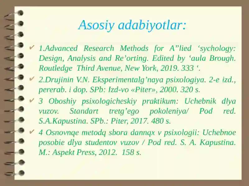 Psixologik eksperimentning asoslari. Psixologik tadqiqot metodlari klassifikasiyasi 3