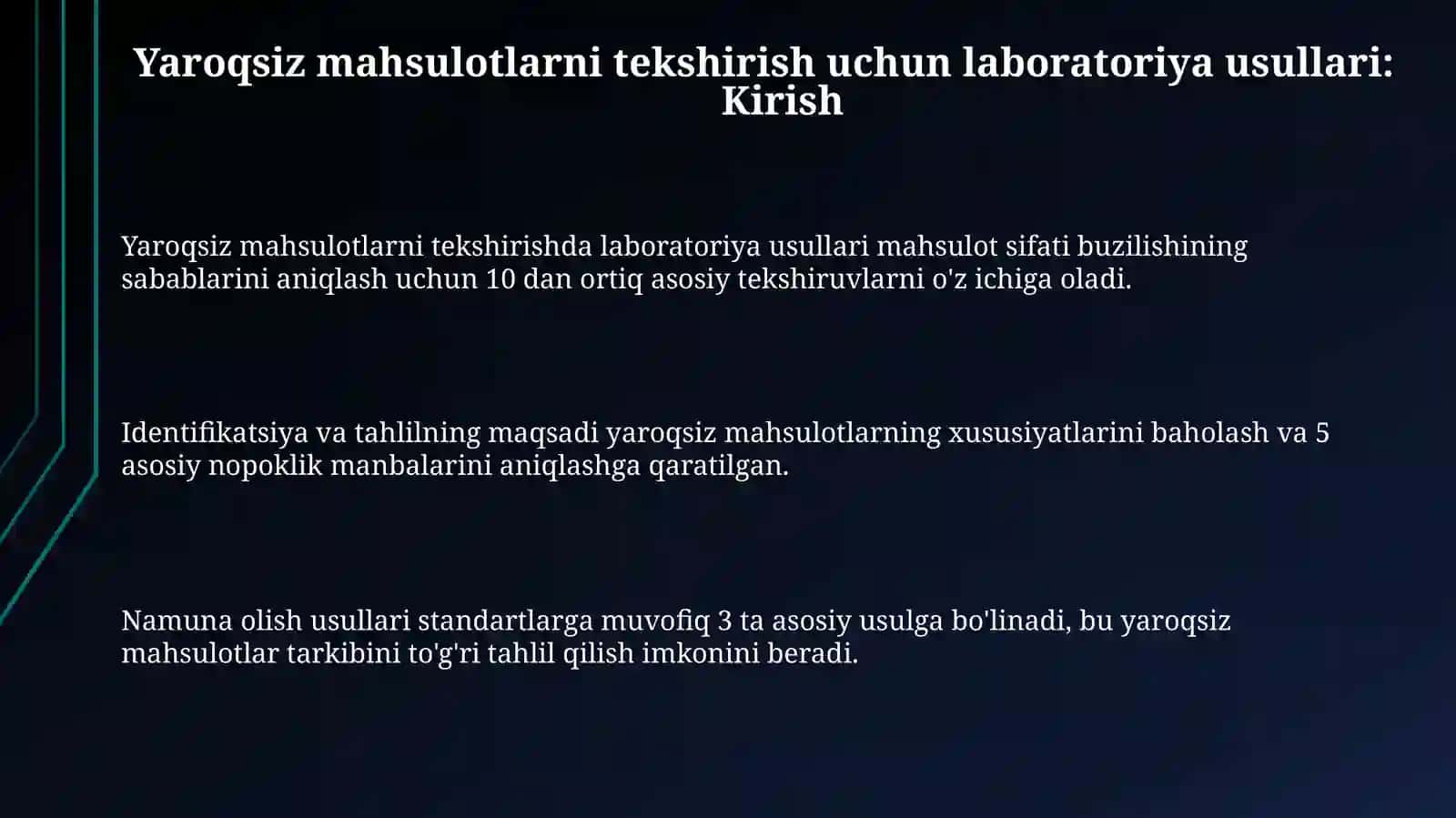 Iste'moldayaroqsizmahsulotlarnilaboratoriyausullaridatekshirish 3
