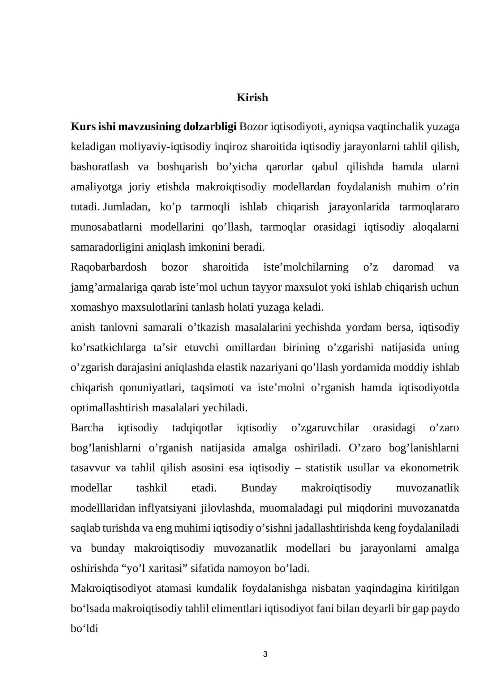 Asosiy makroiqtisodiy modellarning qiyosiy tahlili 3