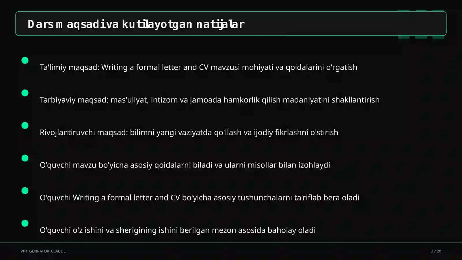Tags (comma-separated): formal letter, CV, English language 3