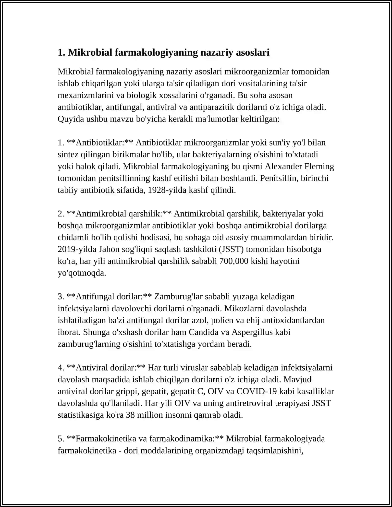 XUSUSIY FARMAKOLOGIYA.MIKROBLARGA QARSHI VOSITALAR 3