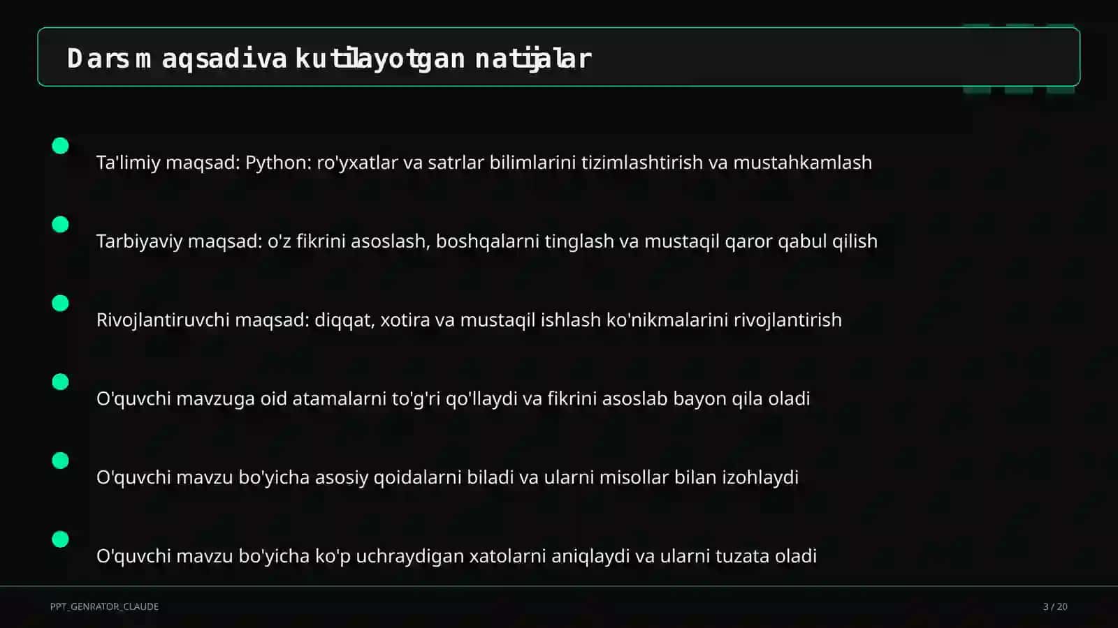 Python: ro'yxatlar va satrlar (9-sinf) 3