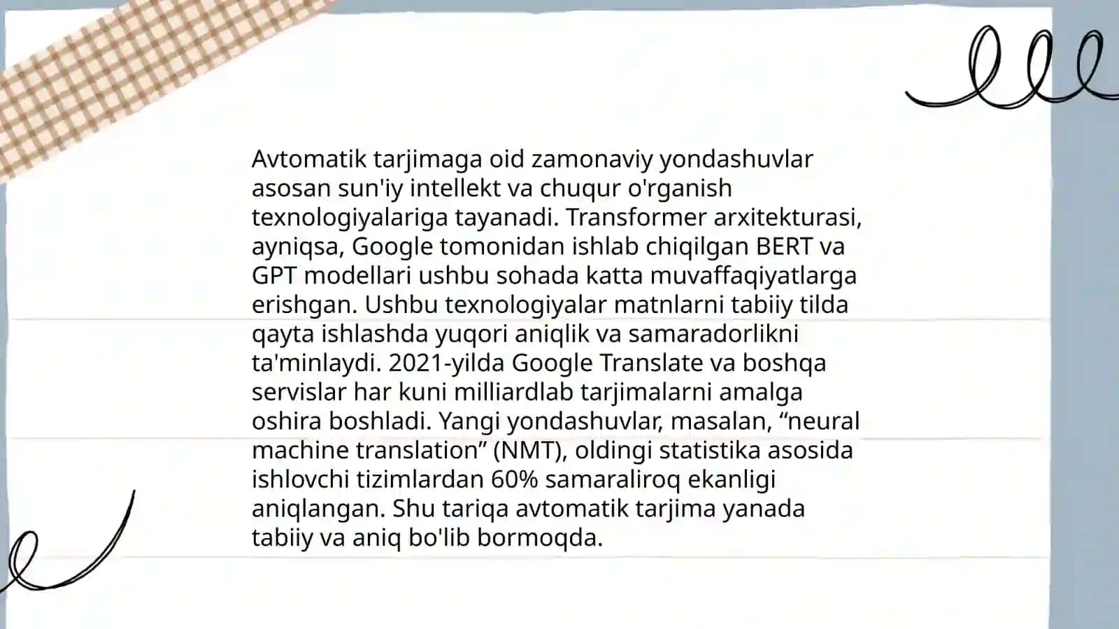 Avtomatik tarjima yo'nalishining zamonaviy holati va istiqboli 3