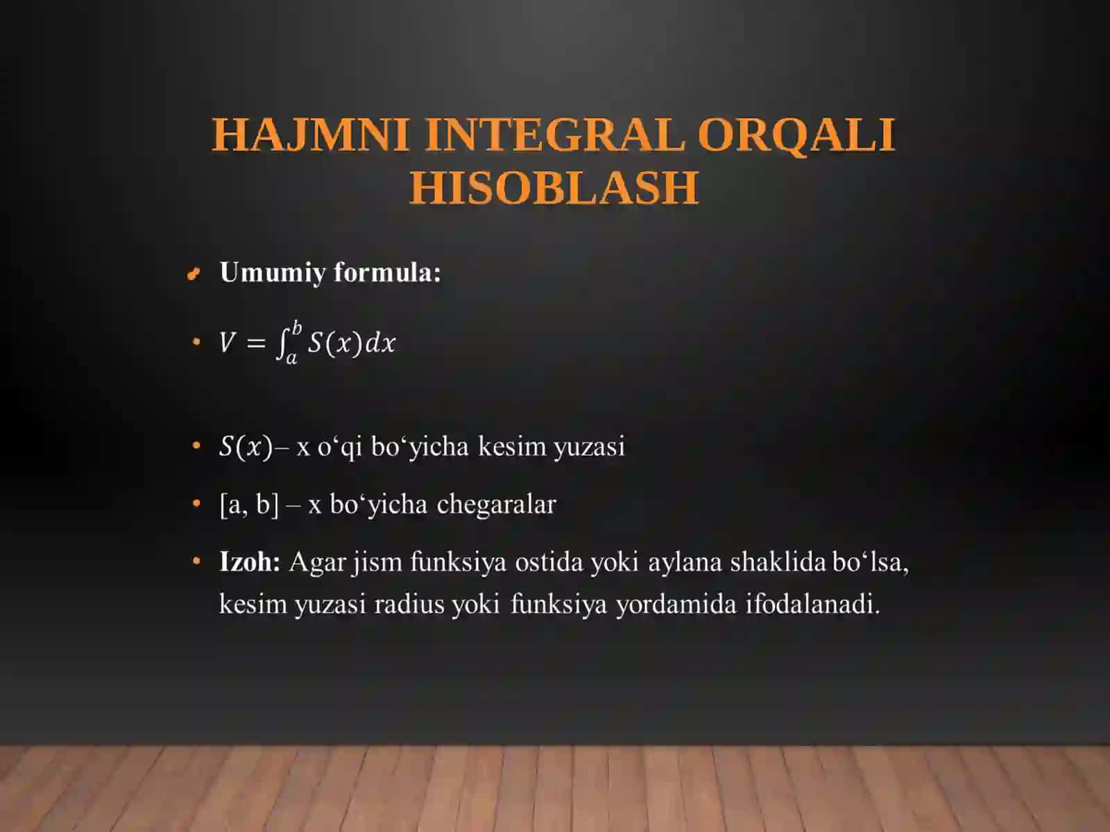 Fazodagi jism hajmini hisoblash – Matematik analiz yondashuvi 3
