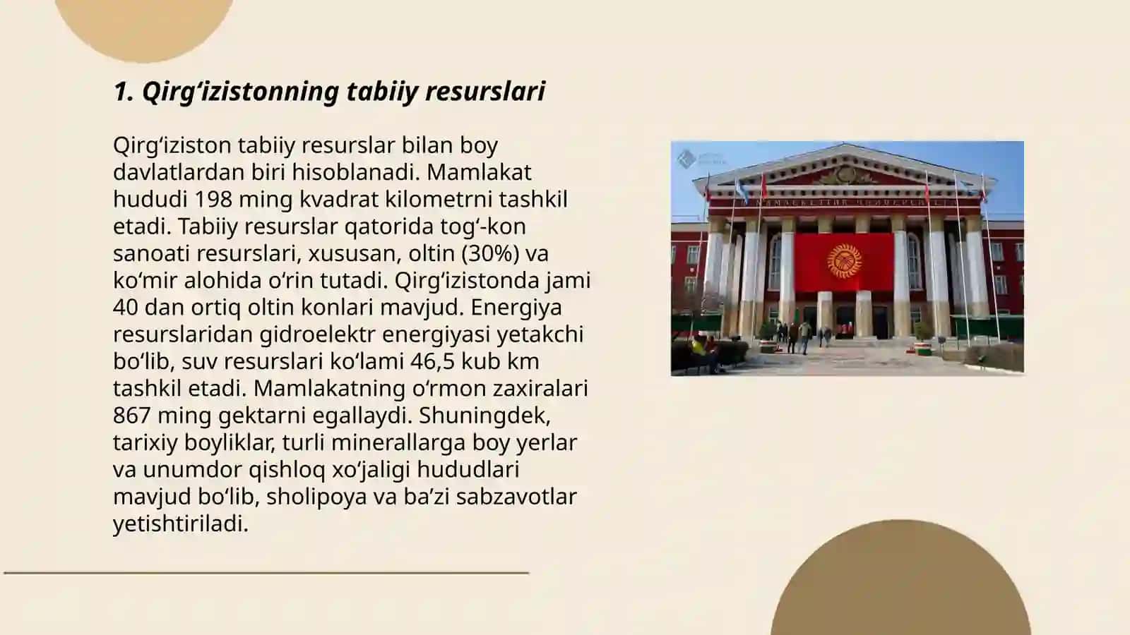 Qirg‘iziston Respublika xo‘jaligi umumiy iqtisodiy geografik tavsif 3