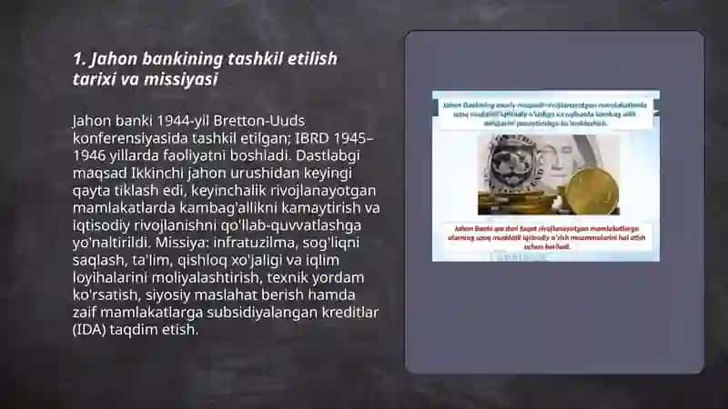 Jahon bankining faoliyati maqsadi vazifalari va operatsiyalari 3