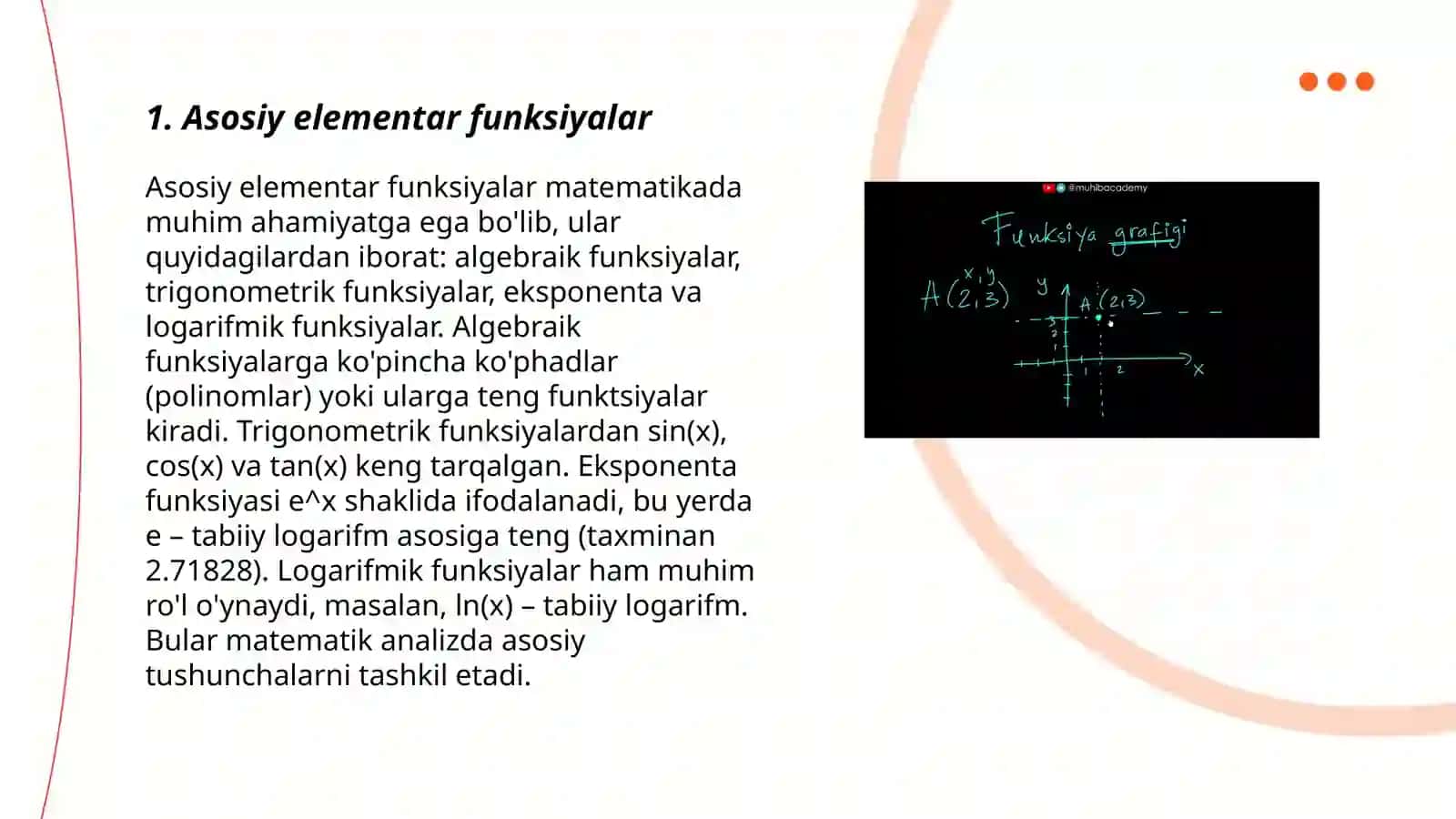 Asosiy elementar funksiyalar 3