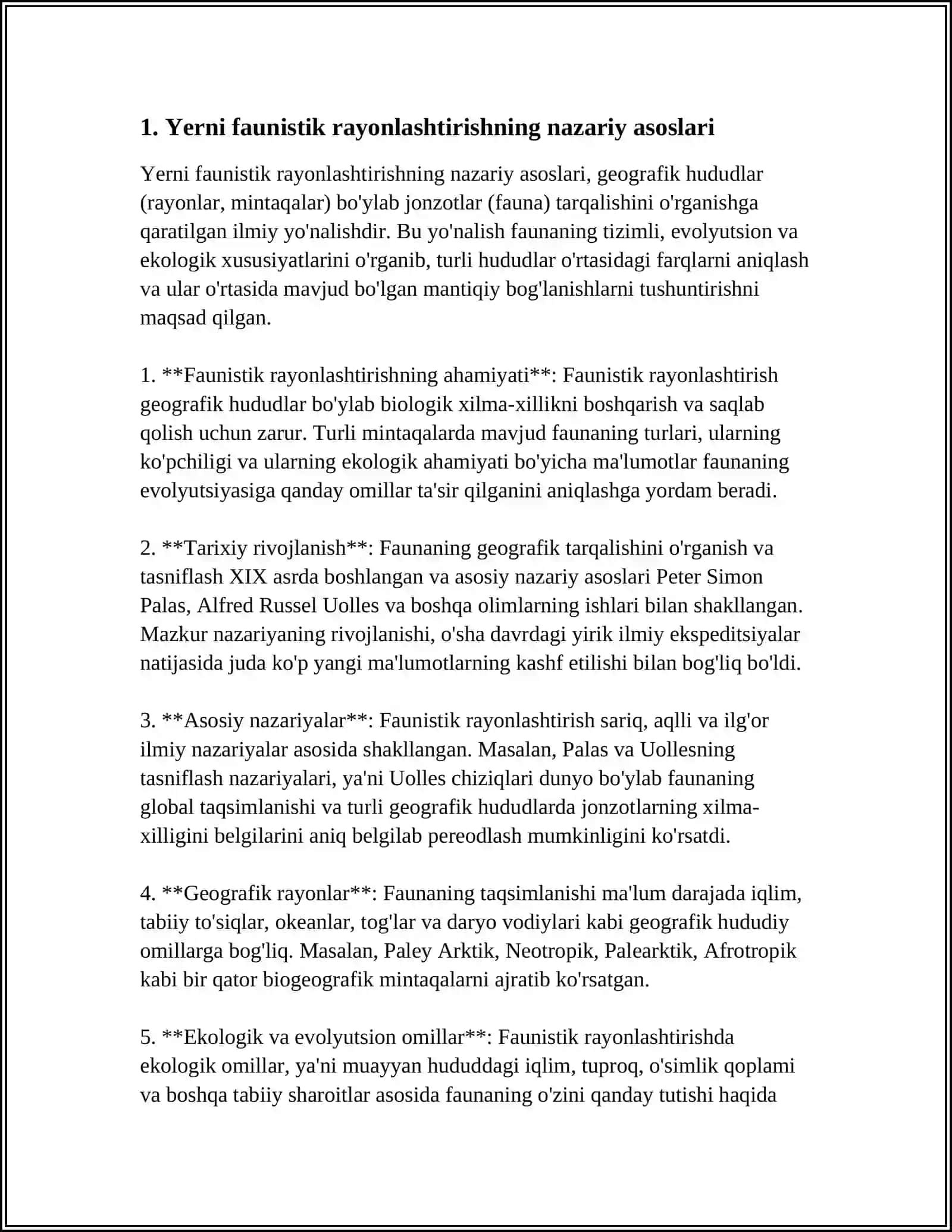 Yerning Faunistik Rayonlashtirilishi 3