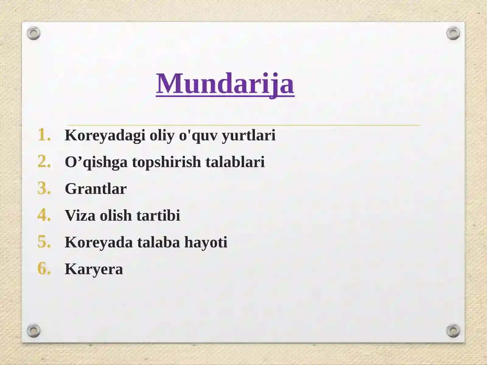 Koreyada O’qib Ishlash 3