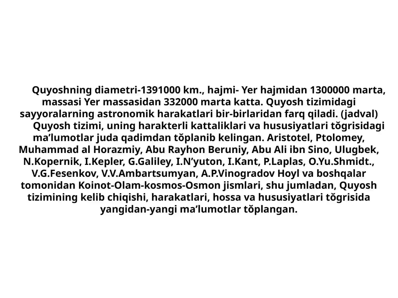 Quyosh va osmon jismlari 3