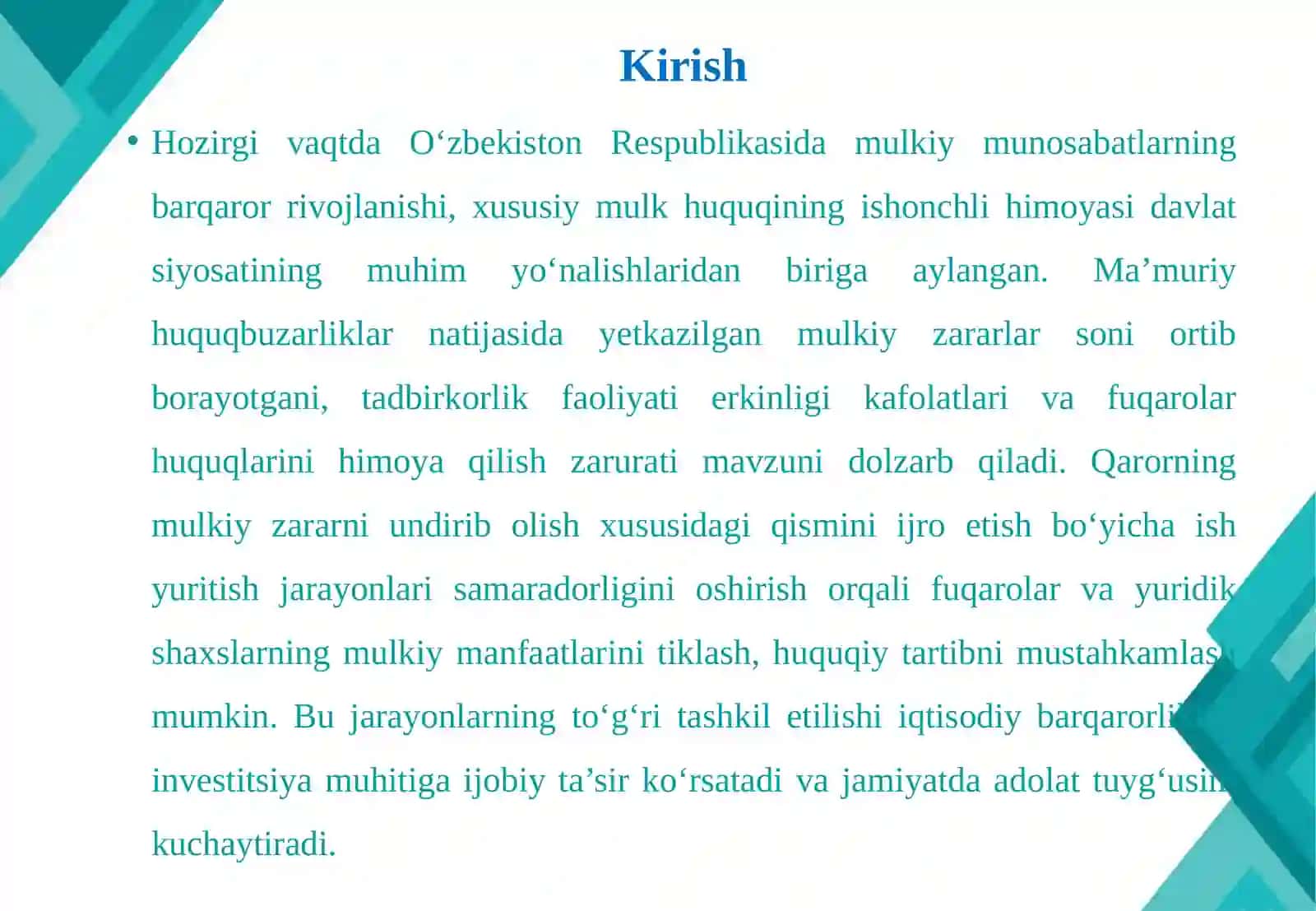 Qarorning mulkiy zararni undirib olish xususidagi qismini ijro etish bo’yicha ish yuritish 3