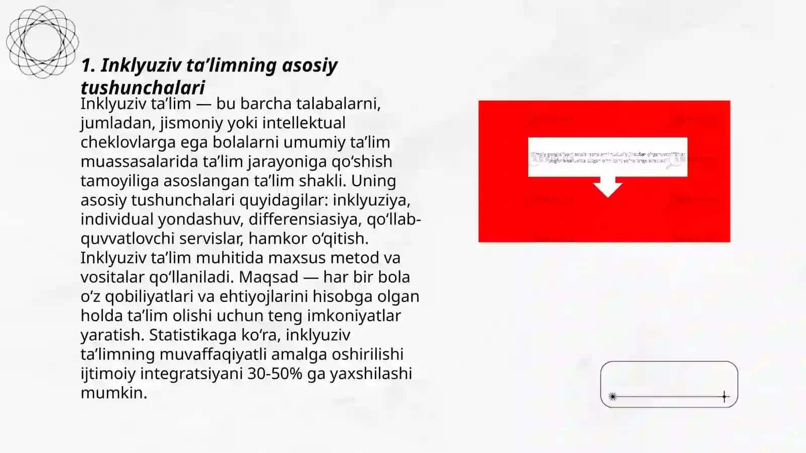 Inklyuziv ta'lim kurisining predmeti, ob'ekti prinsiplari, maqsad va vazifalari 3