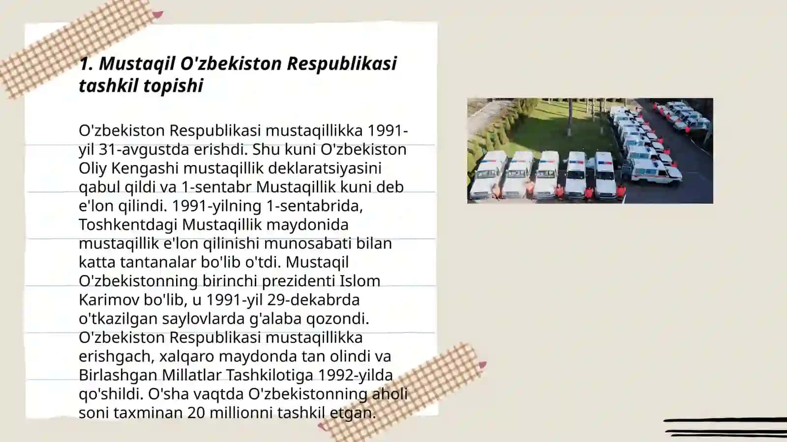 Mustaqil O'zbekiston Respublikasi tashkil topishi 3