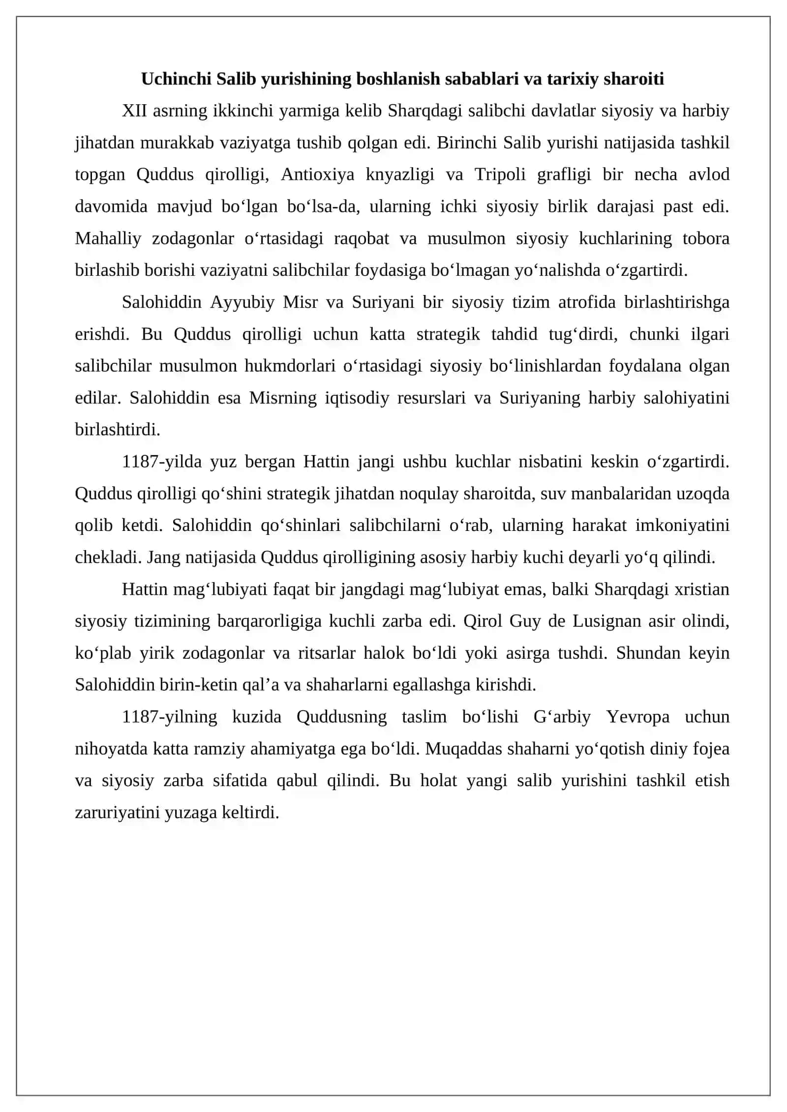 Uchinchi Salib yurishlari tarixiga oid ilmiy tadqiqotlar 3