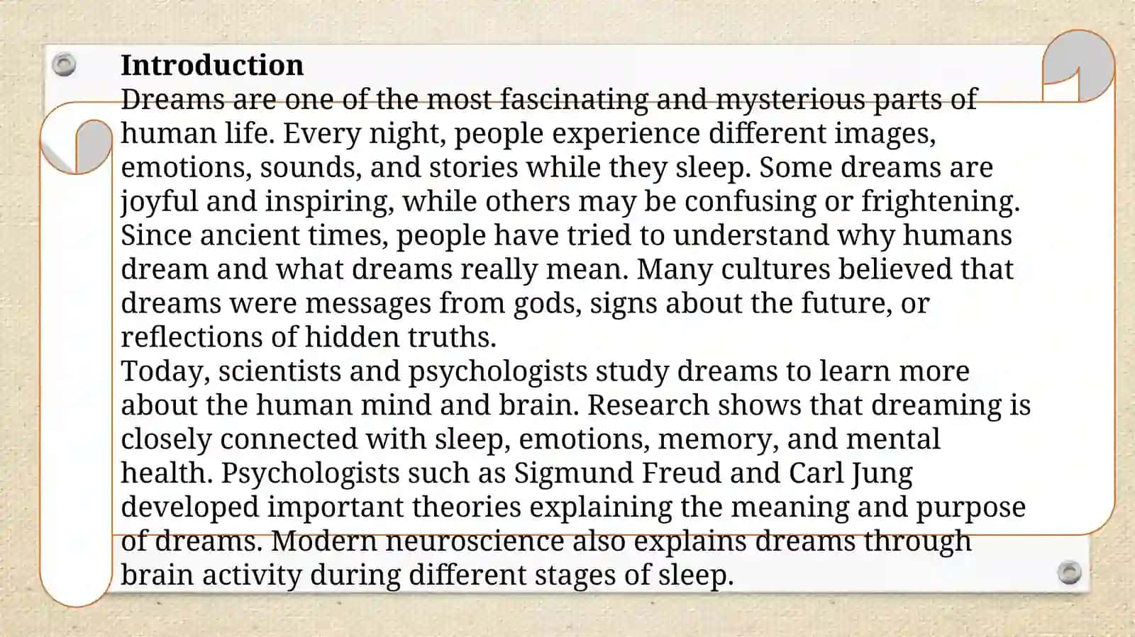 Why do we dream 3