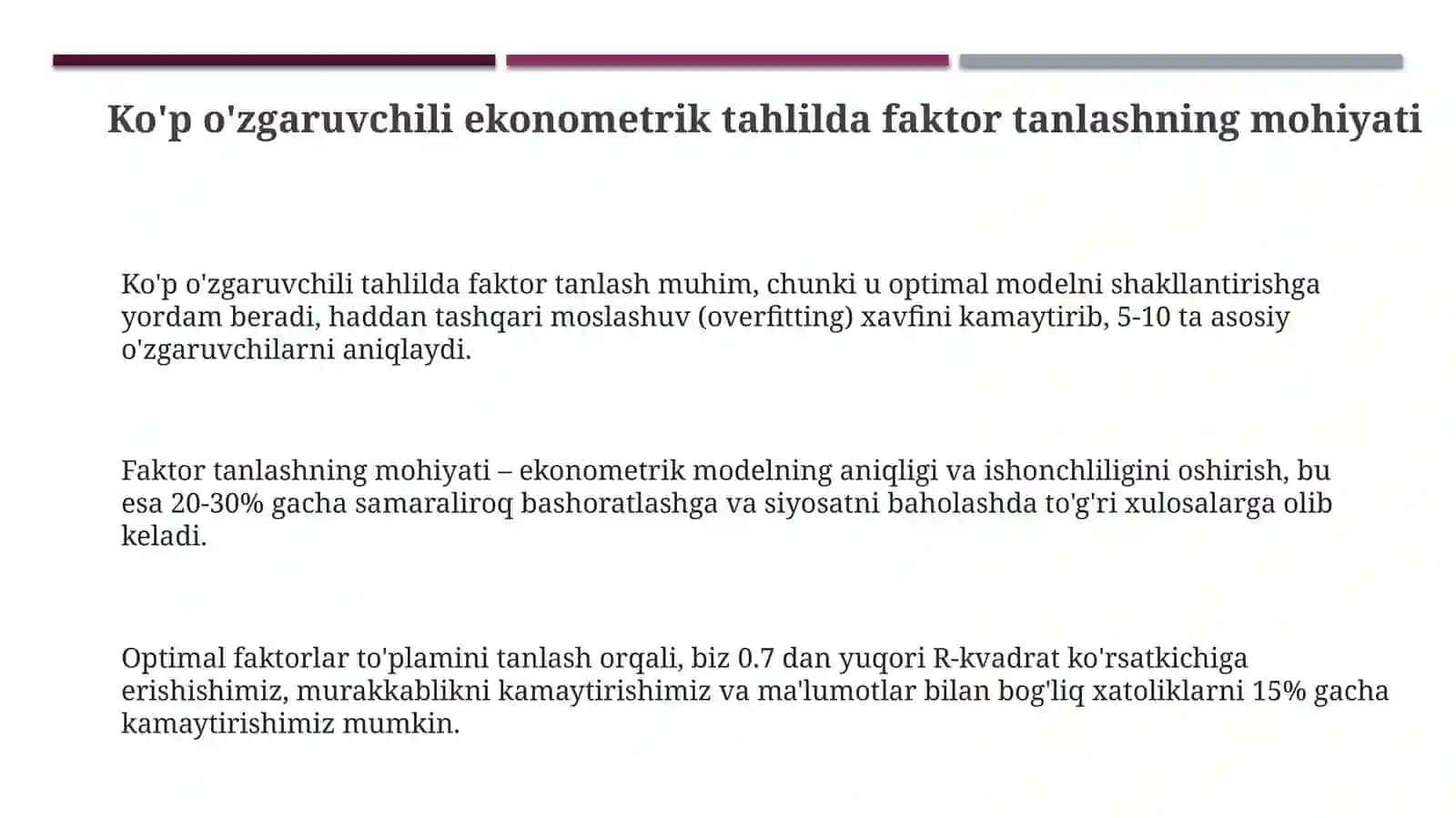 Ko'p o'zgaruvchili ekonometrik tahlil 3