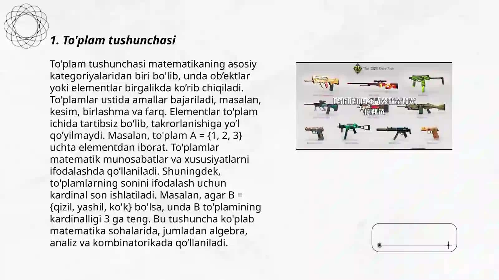 To'plamlar va ular ustida amallar 3