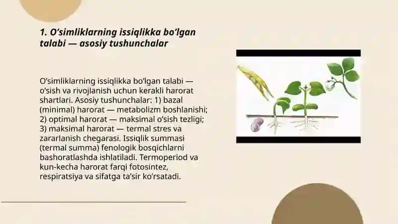 Oʼsimliklarni issiqlikka boʼlgan talabi 3