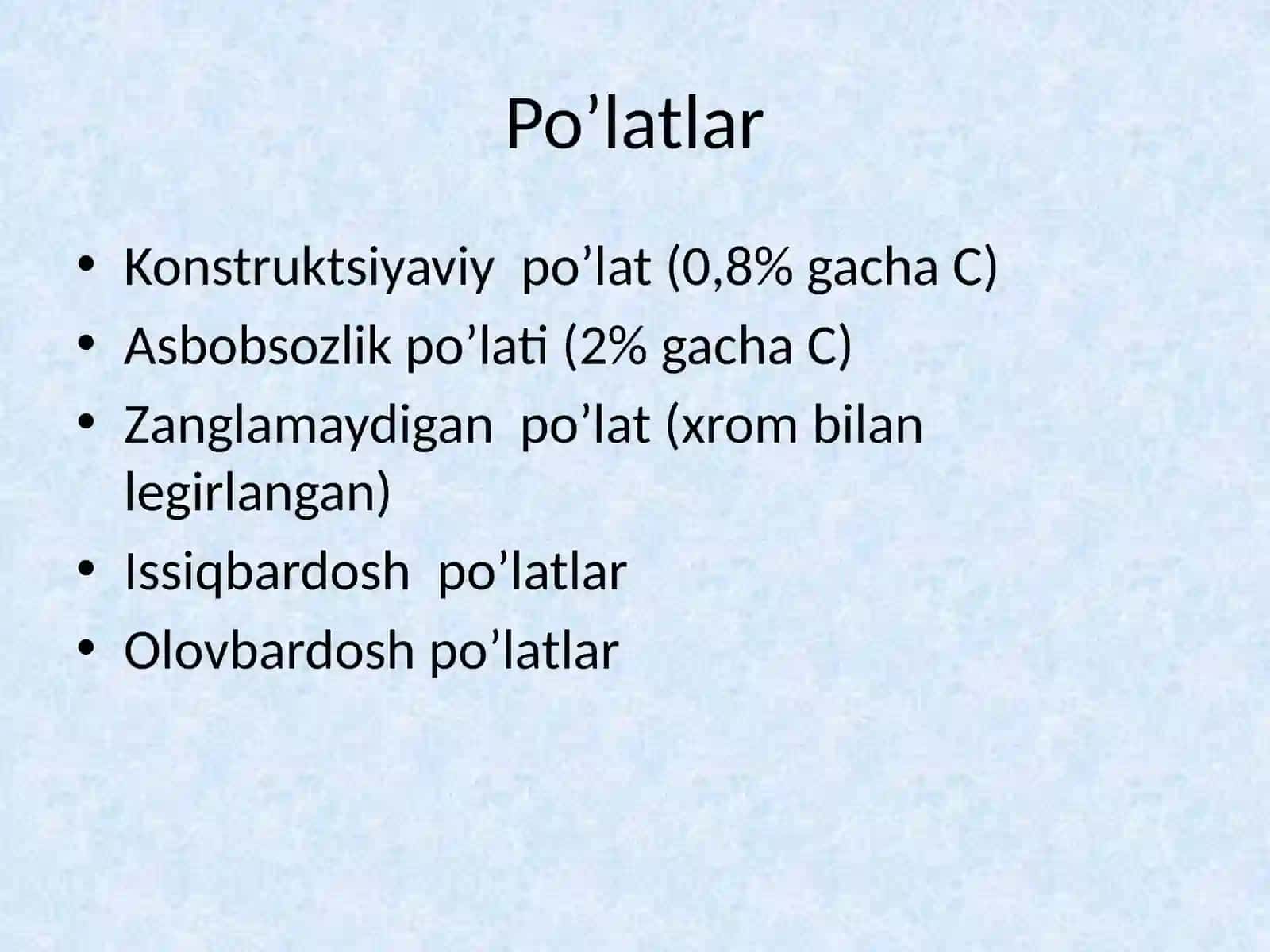 MAXSUS XOSSALI PO‘LATLAR 3