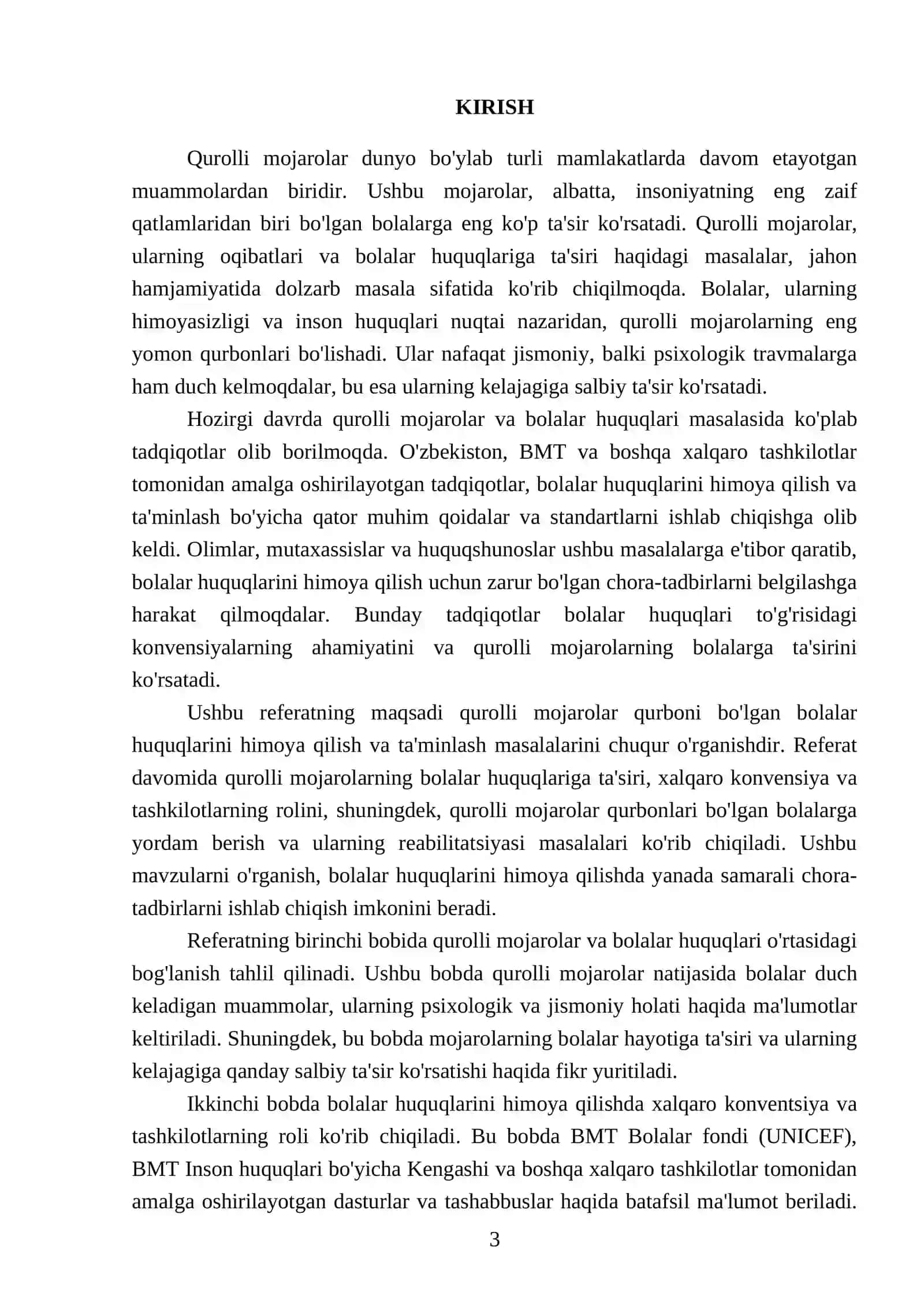BOLA HUQUQLARI FANIDAN TAYYORLAGAN REFERATI 3