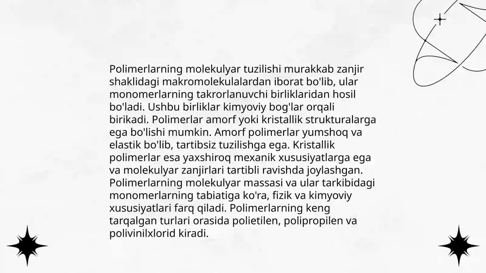 Polimerlarning kimyoviy tarkibi va xossalari 3