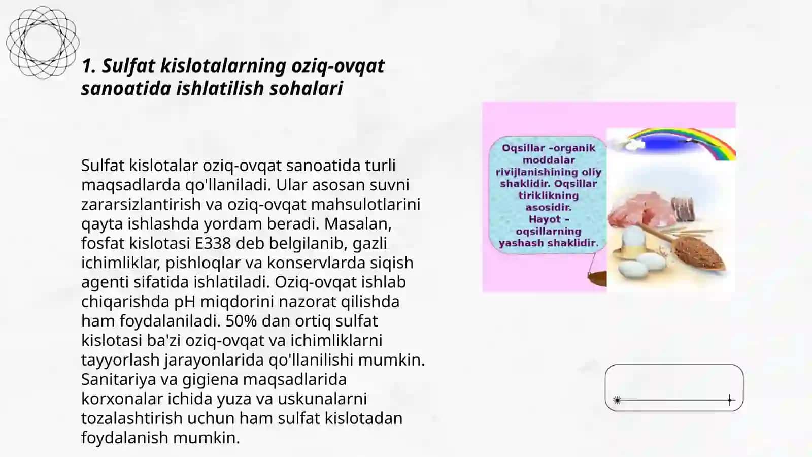 Sulfat kislatani oziq ovqat sanoatidagi ahamiyati 3