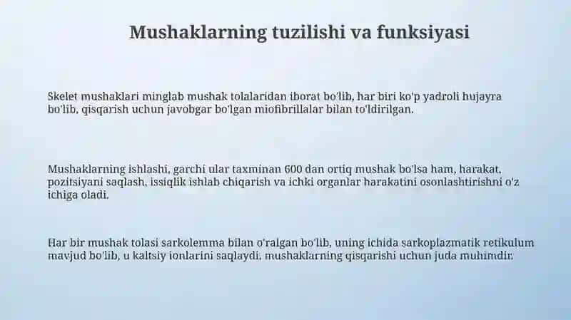 Mushaklarning ishlashi va biomekanikasi 3