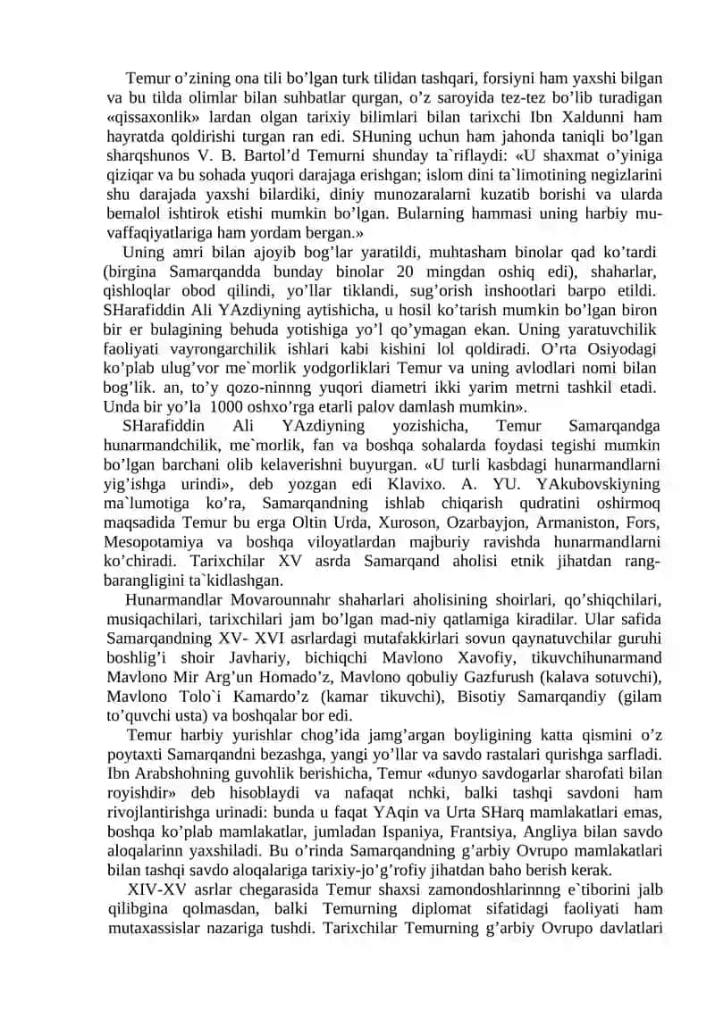 TEMURIYLAR DAVRI TARIXINING FANDA O'RGANILISHI 3