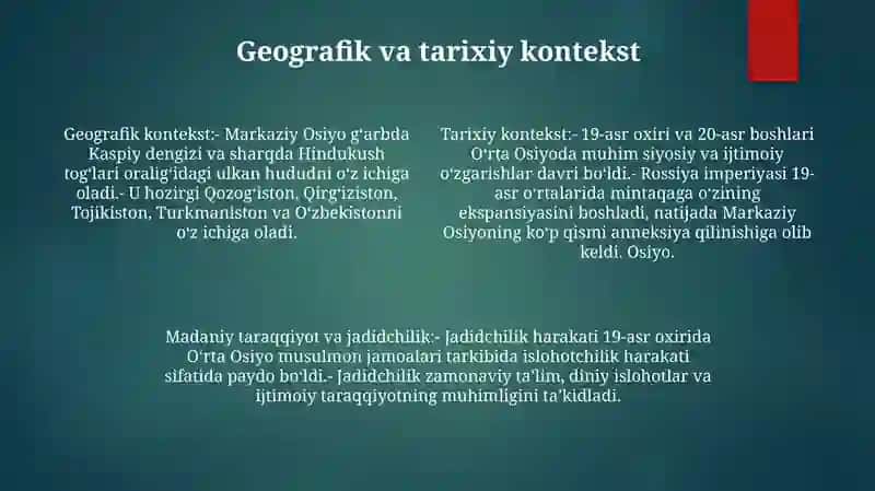 Xix Asr 2-Yarmi Xx Asr Boshlarida O'Rta Osiyo Xalqlari Madaniyati 3