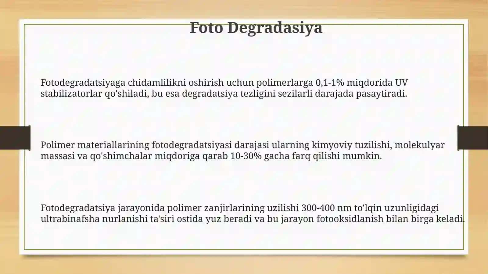 Polimerlarning destruksiyasi 3