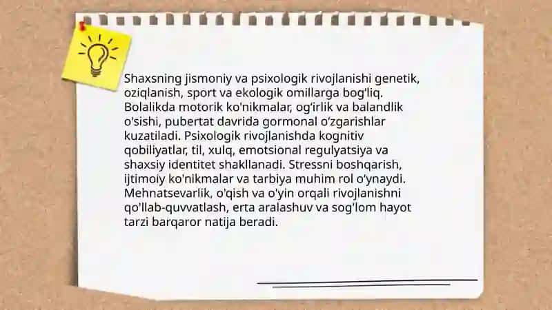 Shaxsning rivojlanish, tarbiyasi va ijtimoiylashuvi 3