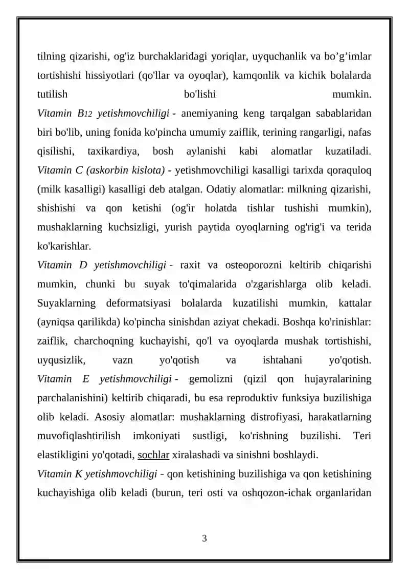 Avitaminoz va Gipovitaminoz Xolatlarda Modda Almashinuvi 3