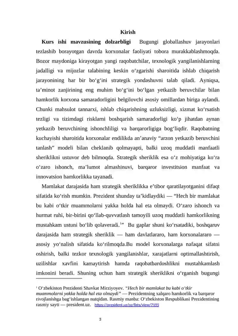 Yetkazib beruvchilar bilan hamkorlik  Strategik sheriklik 3