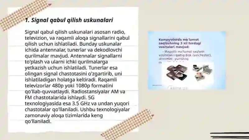 Signalni qabul qilish va qayta ishlash qurilmalarining tasnifi 3