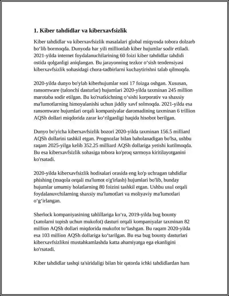 AXBOROT-KOMMUNIKATSIYA TEXNOLOGIYALARI XAVFSIZLIGIGA BO'LADIGAN TAHDIDLAR 3
