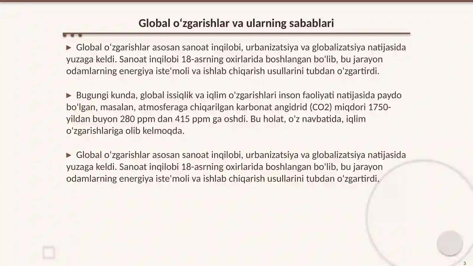 Global oʻzgarishlar,ekologik muammolar,iqlimni isishi 3
