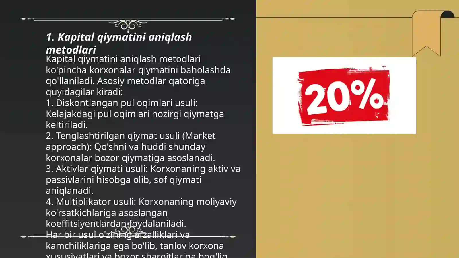 Biznesda kapital qiymat va diskont stavkasini hisoblash 3