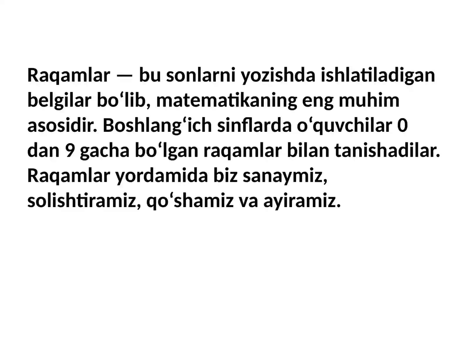 Matematik raqamlarning yozilishi 3