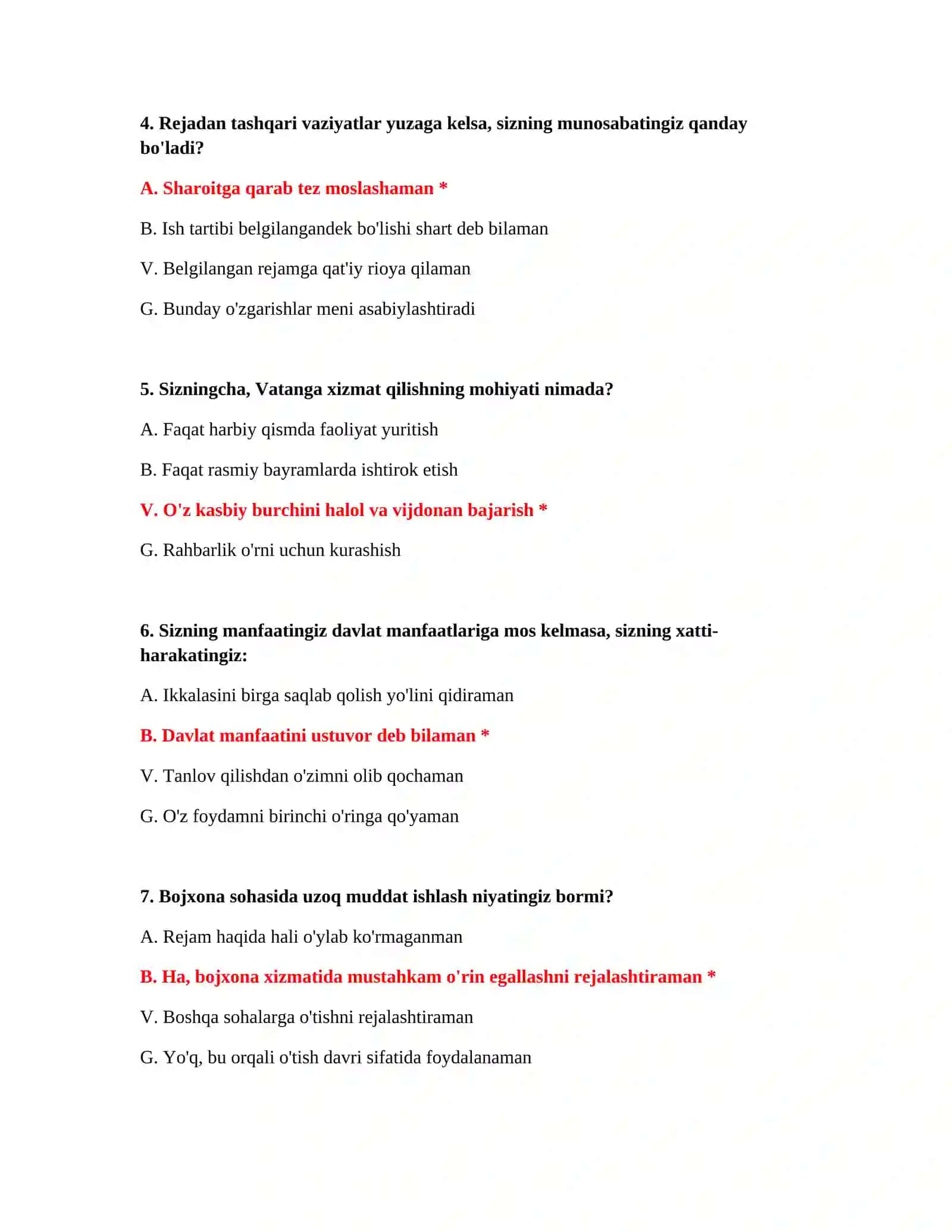 Bojxona testlarini ishlash 3