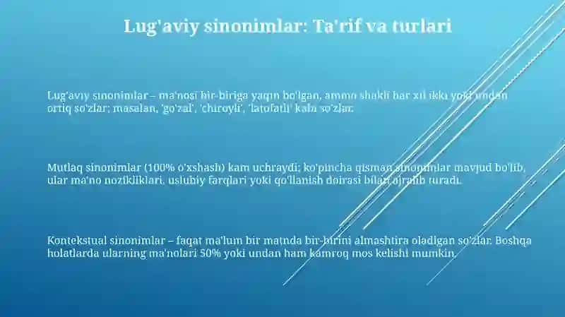 Lug'aviy sinonimlar 3
