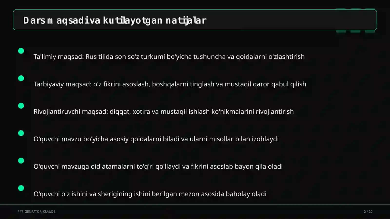 Rus tilida son so'z turkumi (6-sinf) 3