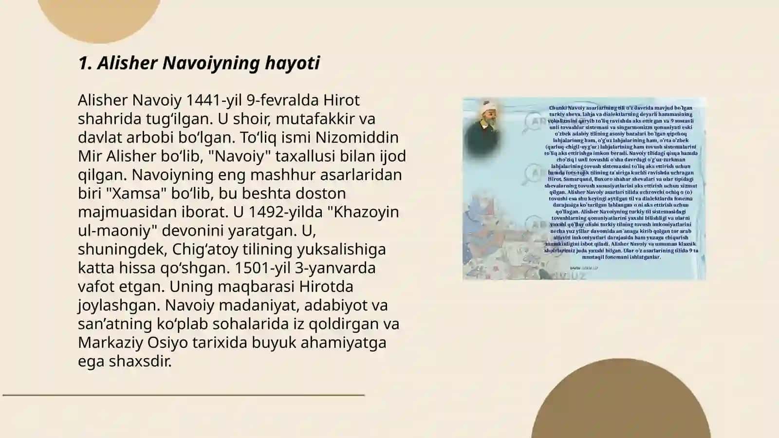 Alisher Navoiy haqida ma’lumot 3