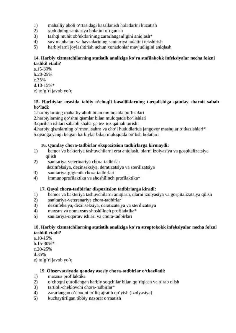 №1 Harbiy epidemiologiyaning maqsadi va vazifalari. Harbiy epidemiologiyaning asoslari. Harbiy holat paytida sanitariya-epidemiologiya muassasalarini ishini tashkil etish 3