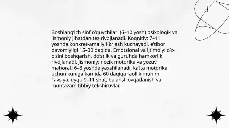 Boshlangʻich sinf oʻquvchilari (6–10 yosh) 3