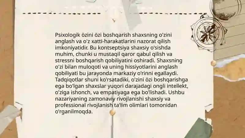 Psixologik özini özi boshqarish usullarini qöllashning samaradorligi eksperimental tadqiqotlarda 3