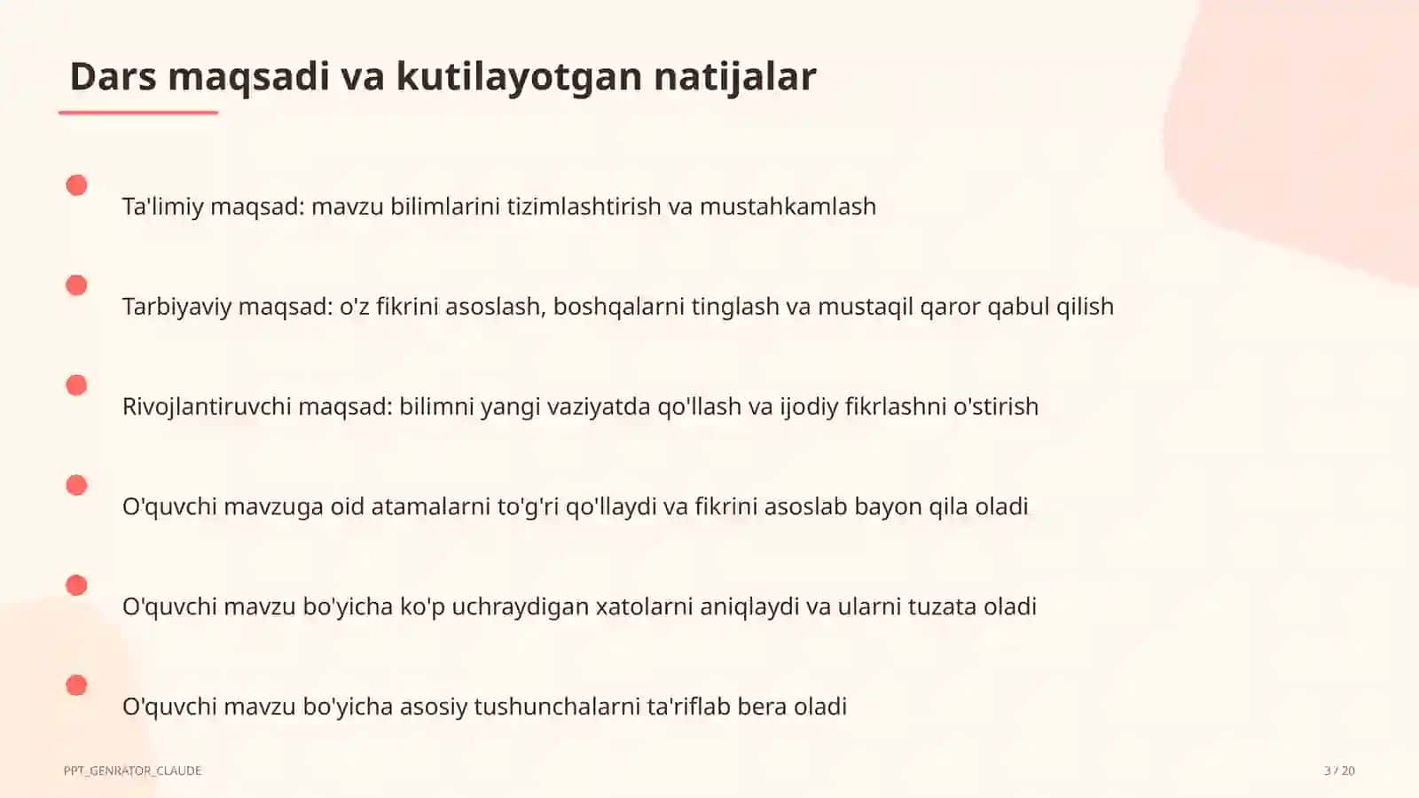 Dolzarb mavzular — maktab va o'qituvchilar (2026) — o'quvchilar uchun 3