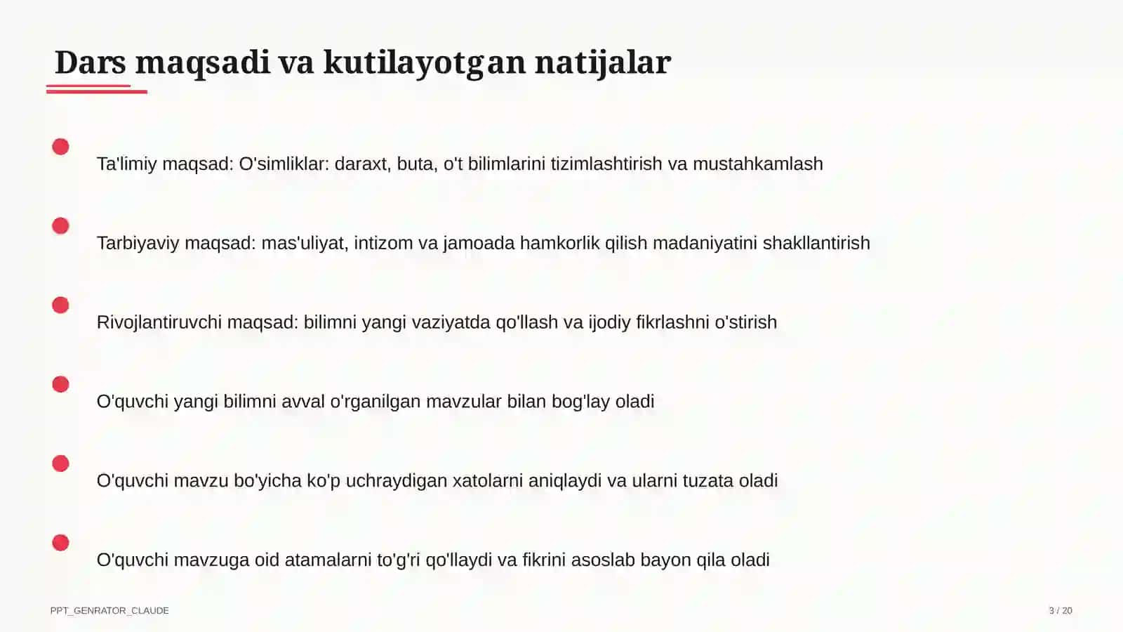 O'simliklar: daraxt, buta, o't (1-sinf) 3